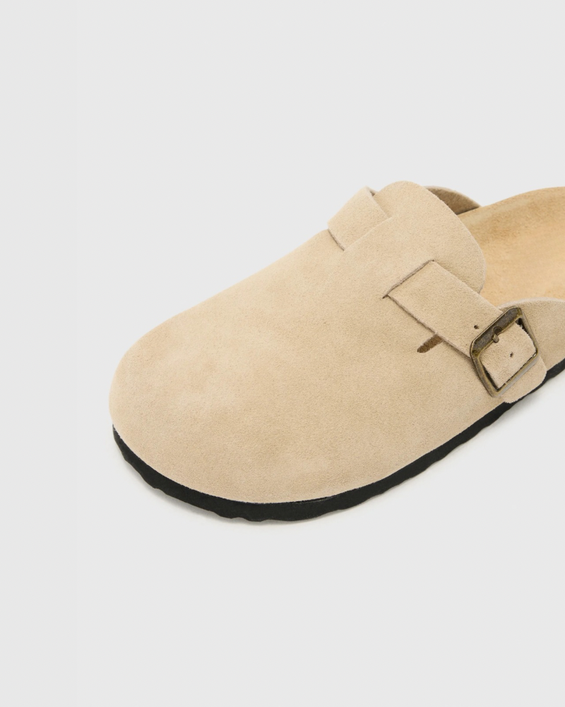 Buckle Suede Clogs Sandals