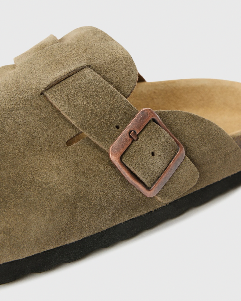 Buckle Suede Clogs Sandals