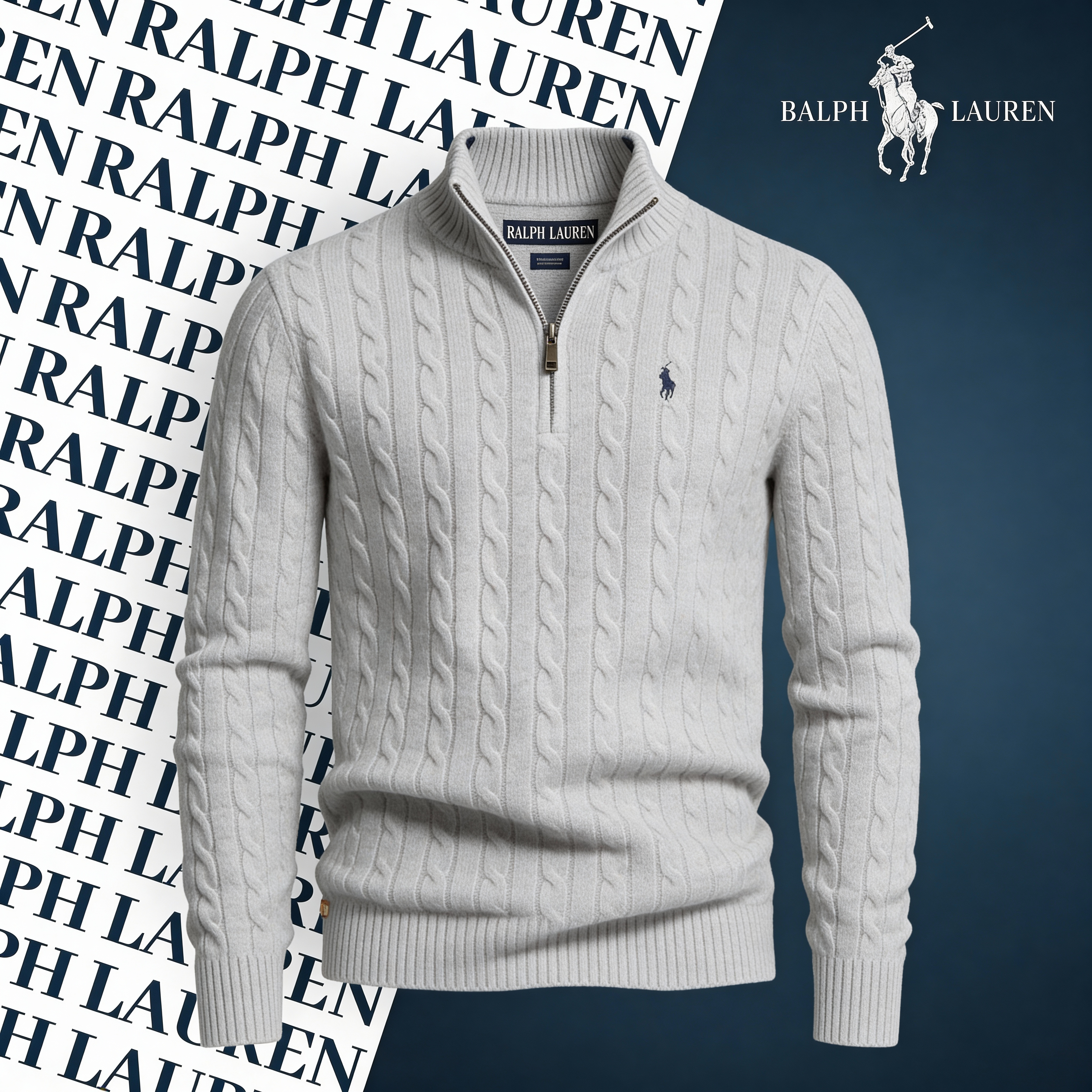 R&L CABLE-KNIT ZIP SWEATER SET