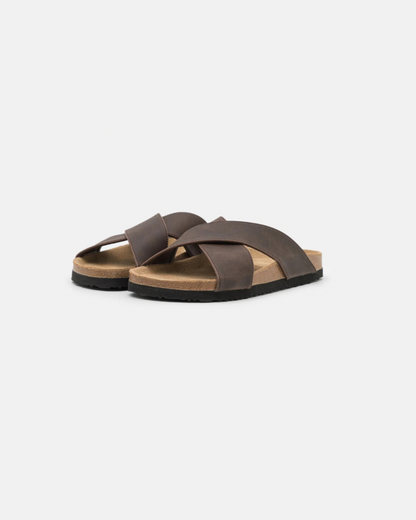 Crossover Suede Cork Sandals